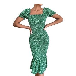 Green Floral Women's Dress